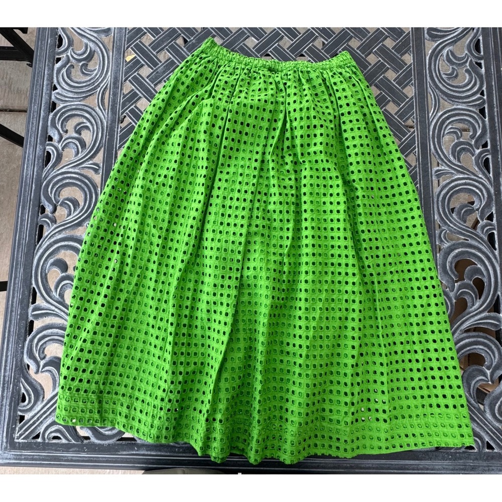 Kate Spade New York Target Green Eyelet Midi Skirt Cotton XS 20th Anniversary - Picture 2 of 7